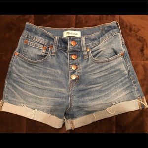 Madewell high wasted button up denim jean shorts